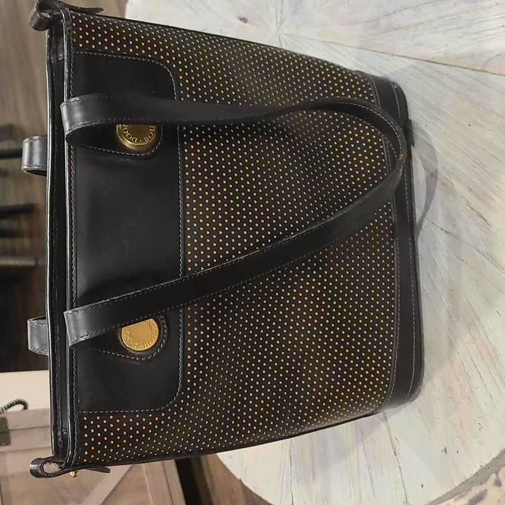 Dooney & Bourke Brown and Gold Perforated Leather Shoulder Bag - Picture 4 of 15